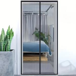 TEMU 튼튼한 자석 방충망, 풀 프레임 클로저, 깨끗한 공기 흐름을 위한 튼튼한 메시, 간편한 애완동물 통과 - 블랙 나일론 디자인, 가정 또는 사무실에 적합