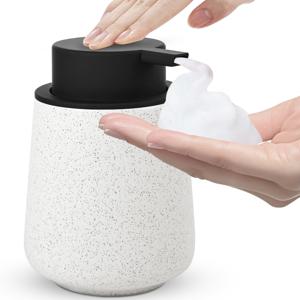 TEMU 세라믹 비누 디스펜서 - 펌프가 장착된 12 Oz 단일 유닛, 페이셜 클렌저, 핸드 소파, 바디 워시, 샴푸 및 레스토랑 세정제 분배 및 리필에 적합합니다. 이 리필 가능한 로션 디스펜서는 호텔, 주방에 이상적입니다.