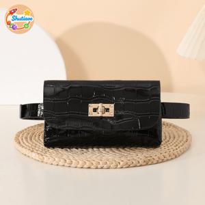 TEMU 여성용 글로시 악어 패턴 벨트 백 - 골드 톤 턴락 잠금 장치가 있는 컨버터블 허리 & 가슴 크로스바디 지갑, 미니 허리 팩 (이브닝 파티, 데일리 출퇴근, 쇼핑 & 나이트 아웃용) - 모든 의상에 어울리는 엣지 시크 디자인