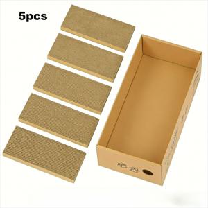 TEMU 내구성 있는 골판지 제작, 실내용 반려동물 용품으로 적합한 고양이 긁개판과 고양이 침대 결합 세트 5개