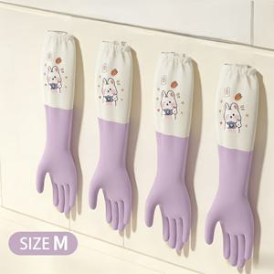 TEMU 일상적인 사용을 위한 가정용 주방 장갑 한 쌍 - 깨끗하고 부드럽고 편안하며, 손 모양에 적합한 인체공학적 디자인, 귀여운 만화 패턴과 높은 미적 감각; 가정용 필수품