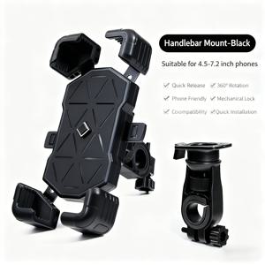 TEMU 이 충격 방지 휴대폰 거치대는 내구성이 뛰어난 ABS 소재로 제작되었으며, 충격 흡수 기능이 있어 야외 라이딩, 산악 자전거, , 자전거, 전기 스쿠터에 적합합니다.