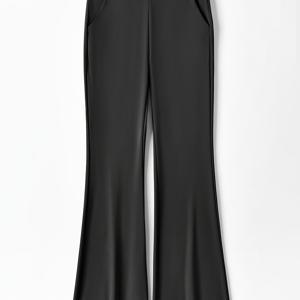 TEMU 여성용 하이웨이스트 와이드핏 포ET 와이드레그 팬츠 1개 - 풀랭스 레깅스, 신축성 높은 복부 보정 디자인, 플레어 헴, 사계절용 편안함, 기계 세탁 가능, 단색