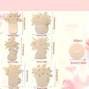 TEMU 6세트 나무 꽃 데스크탑 장식 장미/백합/튤립 봄 어머니날 데스크탑 DIY 페인팅 수공예품