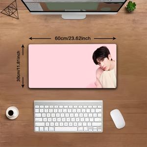 TEMU 핑크 장링허 배우 데스크탑 보호 게임 마우스 패드 1개 - 미끄럼 방지 고무 베이스, 세탁 가능, 책상 장식, 사무실, 학교, 가정 장식에 적합, 데스크 매트, 팬 및 친구를 위한 이상적인 선물