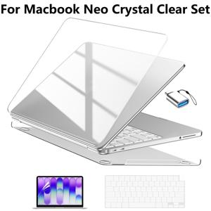TEMU 2026 맥북 Neo 13인치 모델 A3404 (A18 Pro 칩)용 보호 하드 쉘 케이스. 스크래치 방지, 키보드 커버, 스크린 필름, Type C 호환 기능이 있는 클리어 디자인으로 구성되어 있습니다.
