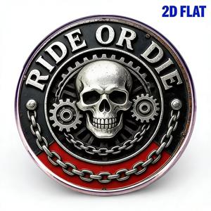 TEMU 2D 평면, 맞춤형 해골 Ride Or Die 스테인리스 스틸 브로치, 스타일 기어 체인 디자인, 남녀공용 트렌디 배지, 레트로 옛날 메탈 텍스처 의류 추가 스타일 나이트 스피릿 의상 핀