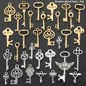 TEMU 25개입 (26G) / 50개입 (52G) 키 모양 펜던트 합금 하트 패턴 참 속이 빈 패턴 펜던트 해골 패턴 비즈 장식 비즈 비드 커넥터 창의적인 키체인, 주얼리, 목걸이 제작에 적합