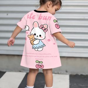 TEMU 신상 - 여아용 아기 스위트 Y2K 반팔 원피스, 스포츠 및 야외 활동에 적합, 부드럽고 피부 친화적인 통기성 원단으로 제작. 트렌디하고 달콤하며 첫돌 사진, 스트리트 스타일 의상에 완벽하며 내구성이 뛰어납니다.