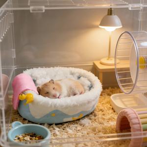 TEMU 햄스터 따뜻한 둥지 | 부드러운 솜, 욕조 스타일, 폴리에스터 소재, 타원형, 소형 동물용 편안한 겨울 은신처