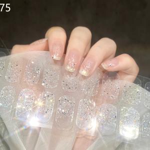 TEMU 투명한 샤이니 네일 스티커 22개 세트, 광중합 불필요, 데이트/파티/일상 업무/데일리 스타일링용