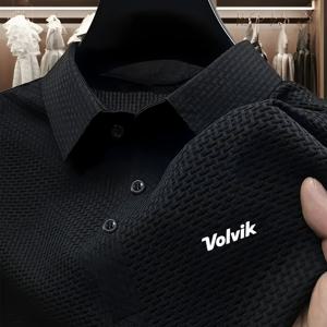 TEMU Volvik 레터 프린트 반팔 폴로 셔츠, 인기 골프 상의, 다양한 상황에 적합한 다용도 및 피부 친화적인 셔츠, 기본 남성 상의, 휴일 선물로 완벽, 다양한 색상으로 제공, 높은 추천度