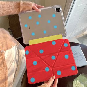 TEMU Red Base with Blue Polka Dots Case for iPad, Compatible with iPad 11th Gen, Pro 2025 New Model, Cute 10th Gen, Air 7/6, with Pencil Slot, -bend, 11-inch, for Girls