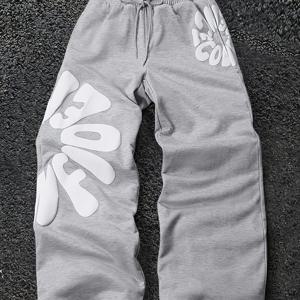 TEMU 남성 캐주얼 운동 바지 루즈핏 패션 편안한 AB 허리 남성 올 시즌 야외 레그 팬츠