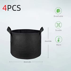 TEMU 4개 통기성 원예 재배 가방 | 26.5리터 사각/22.7리터 직사각형 재배 가방 - 가볍고 내구성이 뛰어나 실내외 사용에 적합, 채소 및 꽃 디자인에 이상적, 부직포 원단 재질