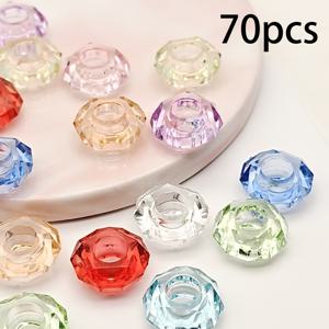 TEMU 70개 14mm 큰 구멍 다면체 비즈 루스 비즈 주얼리 제작 재료, 목걸이, 팔찌, 귀걸이, 휴대폰 체인, 키 체인, 가방 펜던트 및 기타 수제 추가 재료로 사용 가능