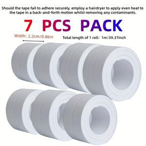 TEMU 7롤 자가 접착 PVC 방수 코킹 스트립 테이프, 샤워기, 욕조, 욕실 실런트용 - 필앤스틱 탈부착 접착제, 유연한 조인트 컴파운드, 벽 가장자리용, DIY 친화적 코너 (접착제 미포함)
