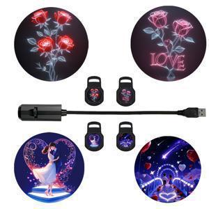 TEMU 바レン타인데이 프로젝션 램프 (장미 및 하트 디자인), USB 전원 LED 프로젝터, 라이브 스트리밍용 사진 배경 장식 조명, 침실용 천장 장식, 방용 소형 야간 조명, 웨딩 프로포즈 장식 조명