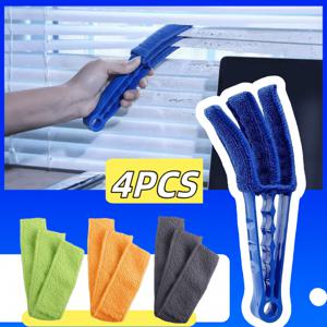 TEMU 다용도 청소 키트 4종 세트, 손잡이 1개 + 세탁 가능한 패드 3개, 가정, 자동차, 틈새 청소용 교체식 헤드. 가정, 자동차, 에어컨 커튼용 교체식 헤드 먼지떨이. 블라인드, 에어컨, 커튼, 자동차 틈새에 적합—빠르게 먼지 제거