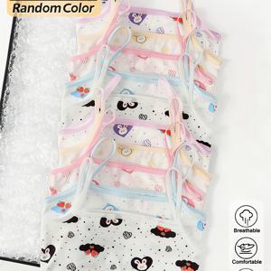 TEMU 8개 세트 귀여운 토끼 하트 디자인 캐미솔, 다양한 색상의 트레이닝 브라, 중간 정도 신축성의 스파게티 스트랩의 매력적인 여아용 속옷