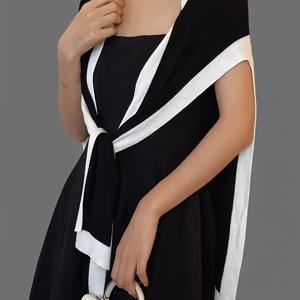 TEMU 여성을 위한 스타일리시한 아이스 숄. 봄, 여름에 완벽하며, 부드러운 촉감으로 피부에 부드러움. 고급 사무실 환경 또는 에어컨 방에 이상적입니다. 치마를 보완하기 위해 대비되는 색상으로 디자인되었습니다.