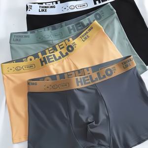 TEMU 4피스 남성 속옷 랜덤 색상 편안하고 통기성 좋은 심리스 청소년 스포츠 드로즈, 묶임 방지, 속건성 드로즈