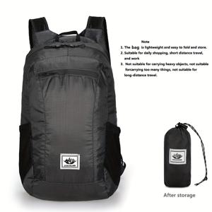 TEMU 1개 접이식 백팩, 대용량 경량 프린팅 스포츠 가방, 야외 스포츠, 라이딩, 하이킹, 캠핑, 여행용