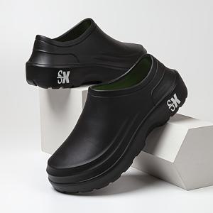 TEMU 남성 신발 | 미끄럼 방지 슬립온 클로저, EVA 및 인조 소재, 둥근 토, 로우탑 디자인의 튼튼한 두꺼운 밑창 작업화, 데일리 및 캐주얼용