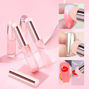 TEMU 2개/세트 다기능 그라데이션 젤 네일 브러쉬, 네일 글리터 파우더 펜 브러쉬 (커버 포함), 매직 미러 파우더 발림 및 립 브러쉬용 핑크 투명 스틱