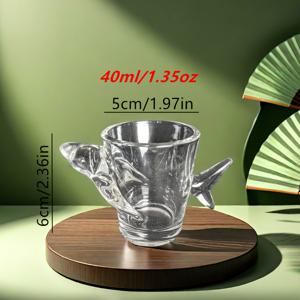 TEMU 1개 40ml 창의적인 신기한 유리 위스키 컵 동물 모양 바이주 컵, 두꺼운 내마모성 신기한 소형 컵