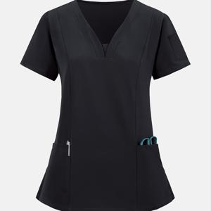 TEMU 여성용 무광간호사 포켓 유니폼 작업복 간호복 스트레치 통기성 탑