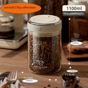 TEMU 1개 500/1100/1700ml 2-in-1 커피 원두 보관 용기 (가스 밸브 포함), 깨우기 기능, 고 붕규산 유리 재질, 내열성, 세척 용이, 다양한 스낵 및 곡물 보관에 적합