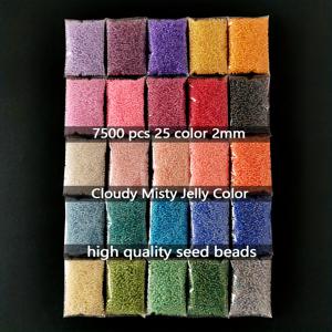 TEMU 7500개 2mm 초고급 미스트 컬러 젤리 시드 비즈 키트 (25가지 색상). 고급 루즈 미니 비즈 공예용, 각 팩 5그램 (0.7055온스). 창작 프로젝트에 적합.