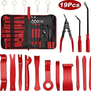 TEMU 19pcs 차량 오디오 설치 및 제거 도구 세트 (내부 도어 패널 클립, 콘솔 스크린 파이프 도구, 차량 트림 제거 도구 포함, 배터리 미포함)