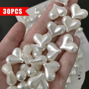 TEMU 30개/28mm 복숭아 하트 세로 구멍 비즈 휴대폰 체인 비딩 팔찌 목걸이 손으로 묶는 루즈 비즈 주얼리 추가