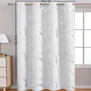 TEMU 1개 실버 마블 장식 커튼