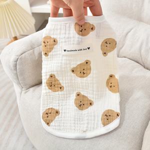 TEMU 여름 고양이 옷, 아기 고양이, 강아지, 테디, 비숑 소형견 및 고양이용 순수 거즈 털빠짐 방지 조끼. 경량 원단, 선택 시 사이즈 차트를 참고하세요