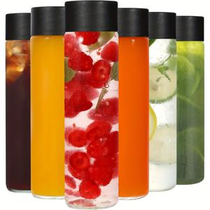 TEMU 6개입 대용량 플라스틱 주스/물병 세트, 500ml(16oz) 뚜껑 포함, 재사용 가능한 누수 방지 주스병, 주스, 물, 콤부차, 우유, 밀크쉐이크, 커피용, 식기세척기 안전