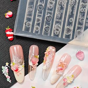 TEMU 딸기 과일 네일 아트 실리콘 몰드 - 창의적인 DIY 네일 몰드, 착용 가능한 네일 장식 몰드, 네일 살롱을 위한 인기 레진 몰드