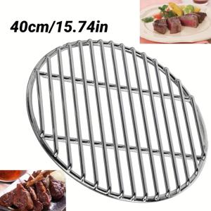 TEMU 40cm 라운드 BBQ 그릴 그레이트, 광택 마감, 코팅 없음, 부식 및 고온 방지, 헤비듀티, 파티, 야외 BBQ, 캠핑, 여행용, 가지, 오징어, 꼬치 그릴링에 적합, 크리스마스 BBQ, 할로윈 BBQ