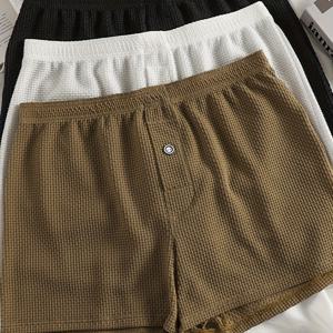 TEMU 편안하고 통기성이 좋은 버튼 디자인의 싱글 남성 와플 드로즈 팬티. 홈웨어 또는 캐주얼 외출에 적합한 빈티지 스타일