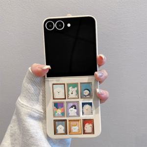 TEMU 삼성 갤럭시 Z 플립 7, Z 플립 6, Z 플립 5, Z 플립 4/3 5G, Z 플립 7 SE/FE용 만화 강아지 초상화 구간막ới 패턴 G361 상하 접이식 TPU 휴대폰 케이스, 풀커버 낙하 방지, 슬림하고 가벼운 휴대폰 케이스