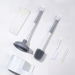 TEMU 가정용 플라스틱 변기솔 및 흡수기 4종 세트, 욕실 전체 청소를 위한 롱핸들 변기 청소 키트