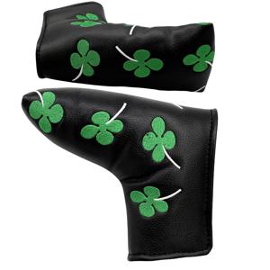 TEMU 블랙 앤 화이트 투톤 클로버 자수 골프 푸시 로드 세트, 상징적인 상징, 클래식 디자인, 골프 선물