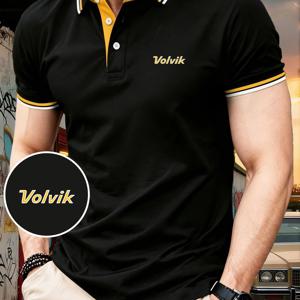 TEMU 볼빅 프린트 남성용 반팔 폴로 셔츠 - 버튼넥 골프 및 캐주얼 앞여밈, 아웃도어 스포츠에 적합한 레이어링, 통기성 좋은 골프 의류용 티셔츠, 캐주얼 복장 및 아우터웨어용 레귤러 핏