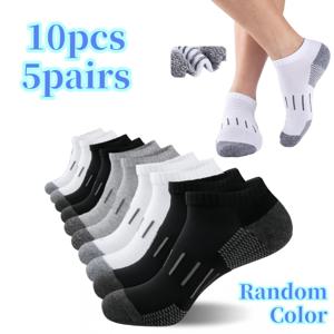 TEMU 10개/5개 남녀공용 쿠션 숏 삭스, 런닝 운동 양말, 퍼포먼스 숏 삭스, 간편한 패턴, 가벼움, 단색 , 윤곽형 발 디자인, 스포츠에 편안함, 내구성 및 탄성, 땀 흡수 및 흡습성