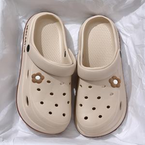 TEMU 2026년 신상 두꺼운 밑창 구멍 신발, 부드러운 밑창 야외 슬리퍼, 커플 캐주얼 비치 샌들, 통기성 좋은 홈 슬리퍼