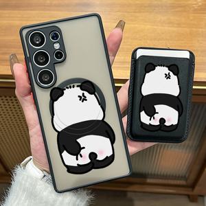 TEMU 폰 케이스: 2-in-1 세트 카툰 팬더 패턴 자석 폰 케이스 & 카드 홀더 삼성 갤럭시 S26 S25 S24 S23 S22 S21 플러스 울트라 FE A56 A55 A54 A53 A52 A52S A32 A17 A16 A15 A14 5G KI1 | 충격 방지 풀바디 커버 | 럭셔리 지갑 케이스 | 1-3장 카드 수납 가능