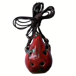 TEMU 1개 6구멍 세라믹 오카리나 플루트 - 빈티지 스타일 6구멍 미니어처 오카리나, 조절 가능한 목걸이 포함 휴대용 미니 관악기, 보라색/빨간색/초록색/파란색/노란색, 음악 애호가 및 초보자에게 완벽한 제품