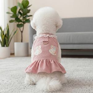 TEMU 핑크 토끼 가슴 뒷면 드레스 강아지 옷 귀여운 포메라니안 말테즈 테디 고양이 공주 스타일 드레스 애완 동물 의류